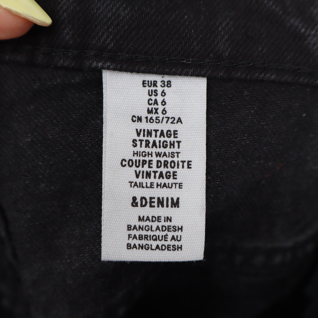 H&M &Denim Vintage Straight High Waist Jeans Faded Black Size 6