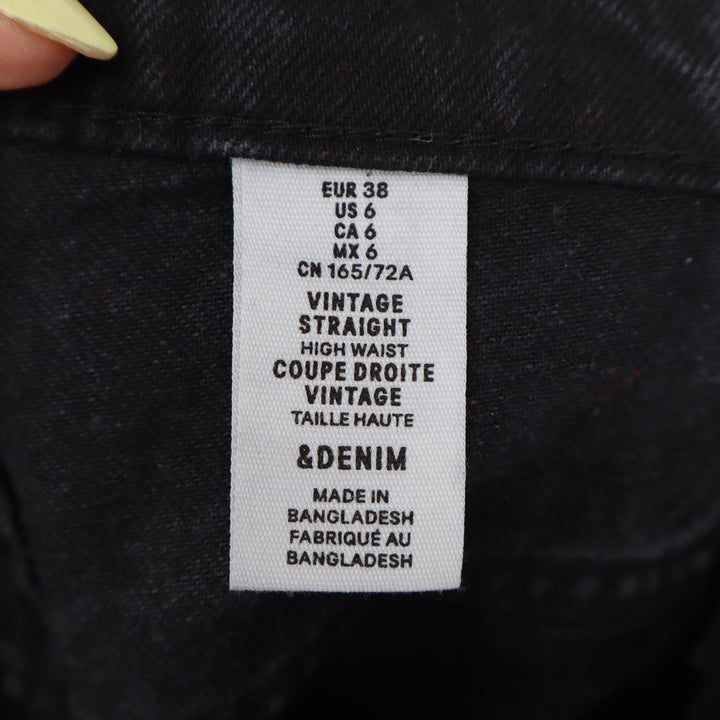 H&M &Denim Vintage Straight High Waist Jeans Faded Black Size 6