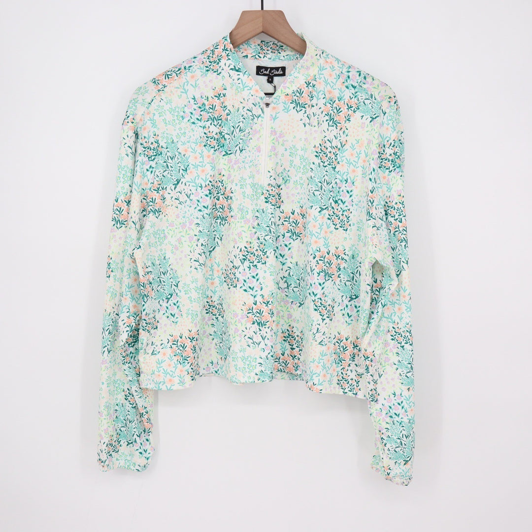 Bad Birdie UV Long Sleeve Floral Quarter Zip Golf Top Spring Has Sprung XL NEW