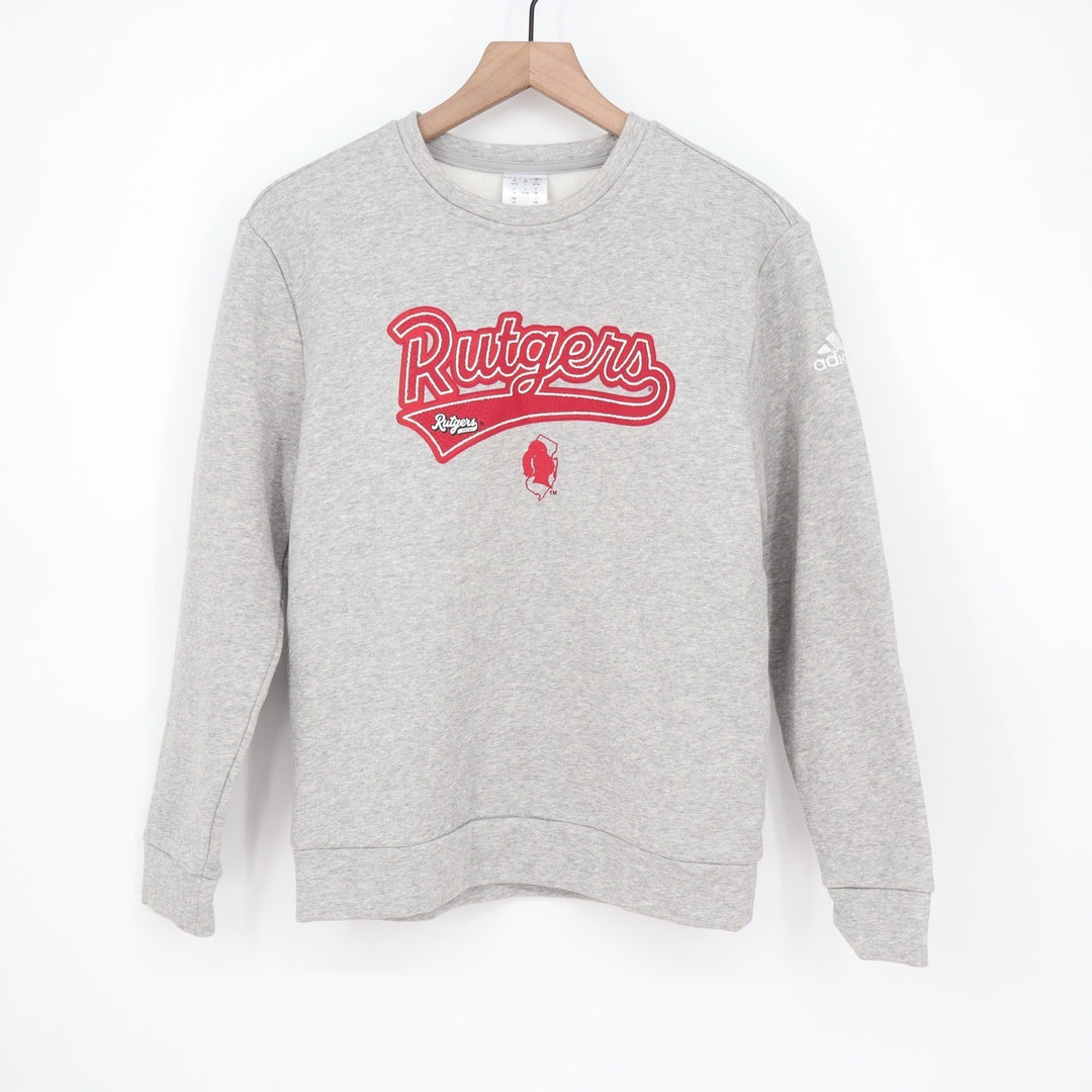 Adidas Rutgers University Scarlet Knights Fleece Crewneck Sweatshirt Grey L