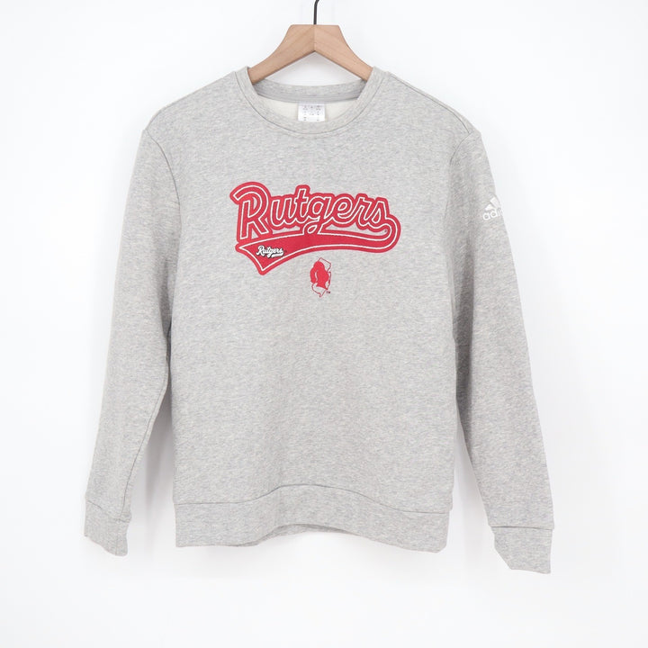 Adidas Rutgers University Scarlet Knights Fleece Crewneck Sweatshirt Grey L