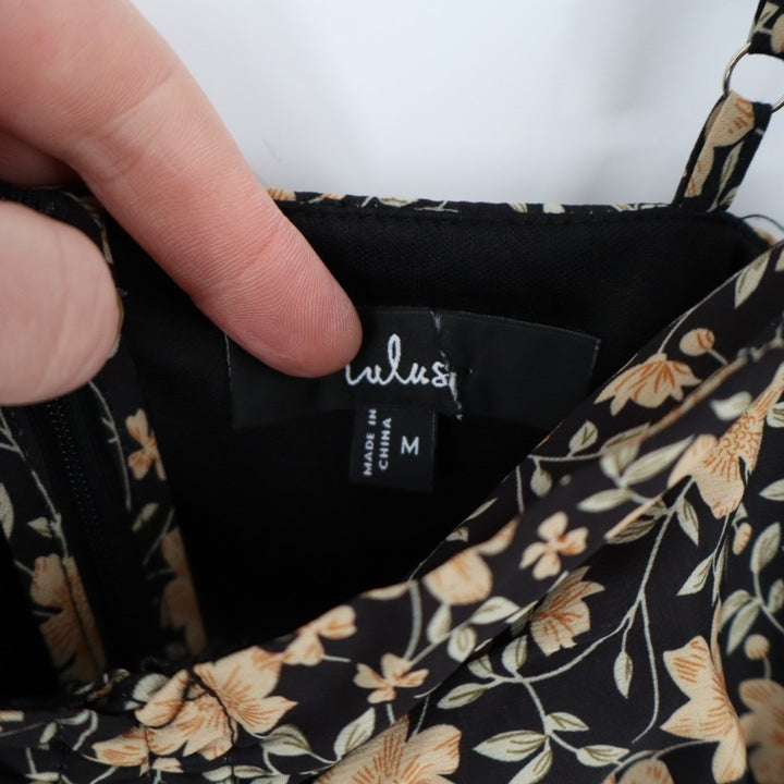 Lulus The Way to Love Ruffled Maxi Dress Womens Medium Black Floral Print Lined