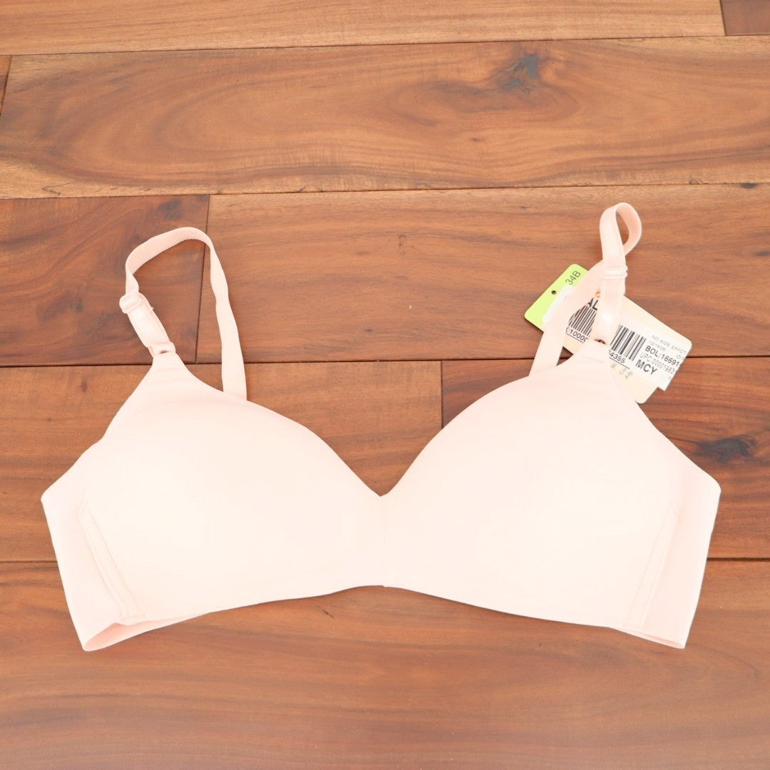 Warners No Side Effects T-Shirt Bra Womens 34B Blush Underarm smoothing Wireless