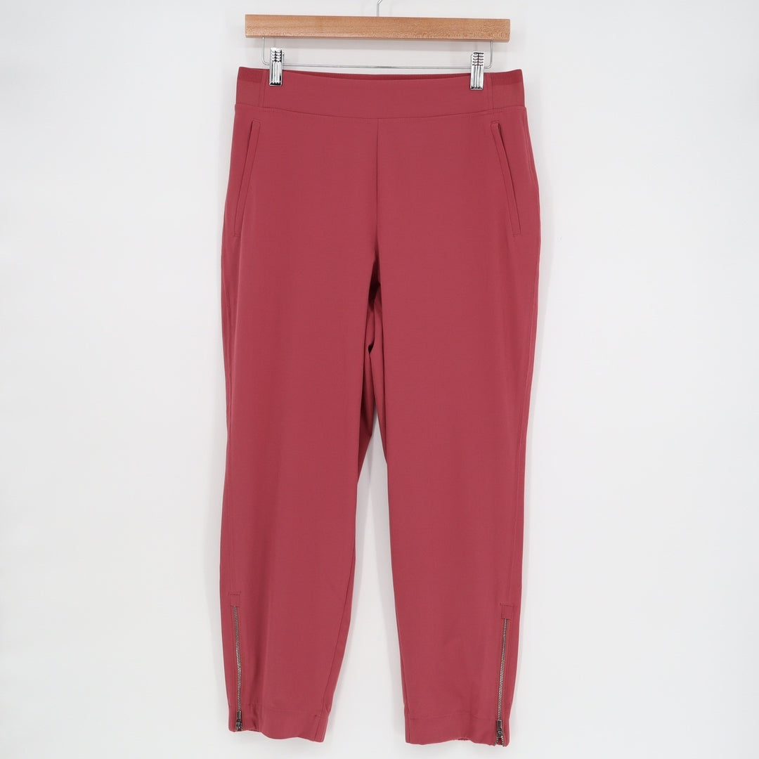 Athleta Brooklyn Ankle Pants Mauve Pink Tapered Zip Hem 8P