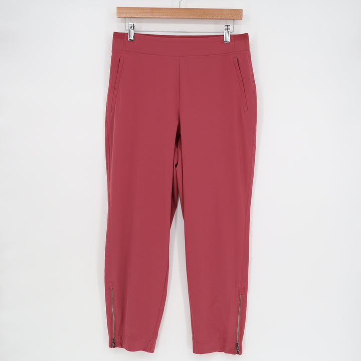 Athleta Brooklyn Ankle Pants Mauve Pink Tapered Zip Hem 8P
