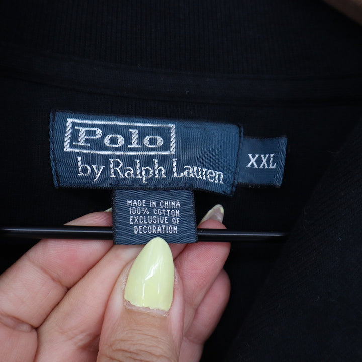 Polo Ralph Lauren Mens XXL Black Shawl Collar Button Sweatshirt Red Pony Logo