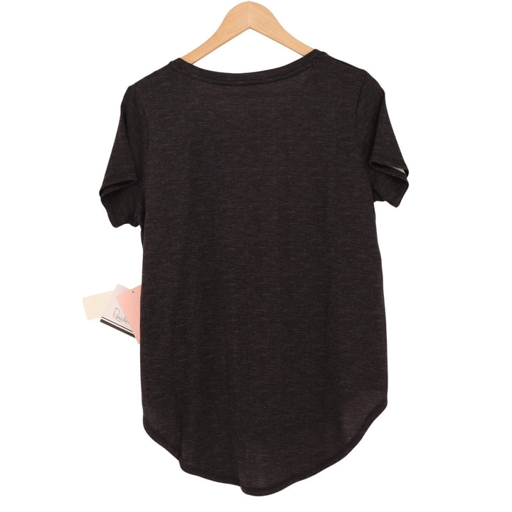 Roudelain Shirt Pajama Top Womens Medium Black Space Dye Scoop Neck Short Sleeve