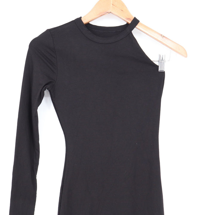 Naked Wardrobe Black One Shoulder Long Sleeve Bodycon Mini Dress Small