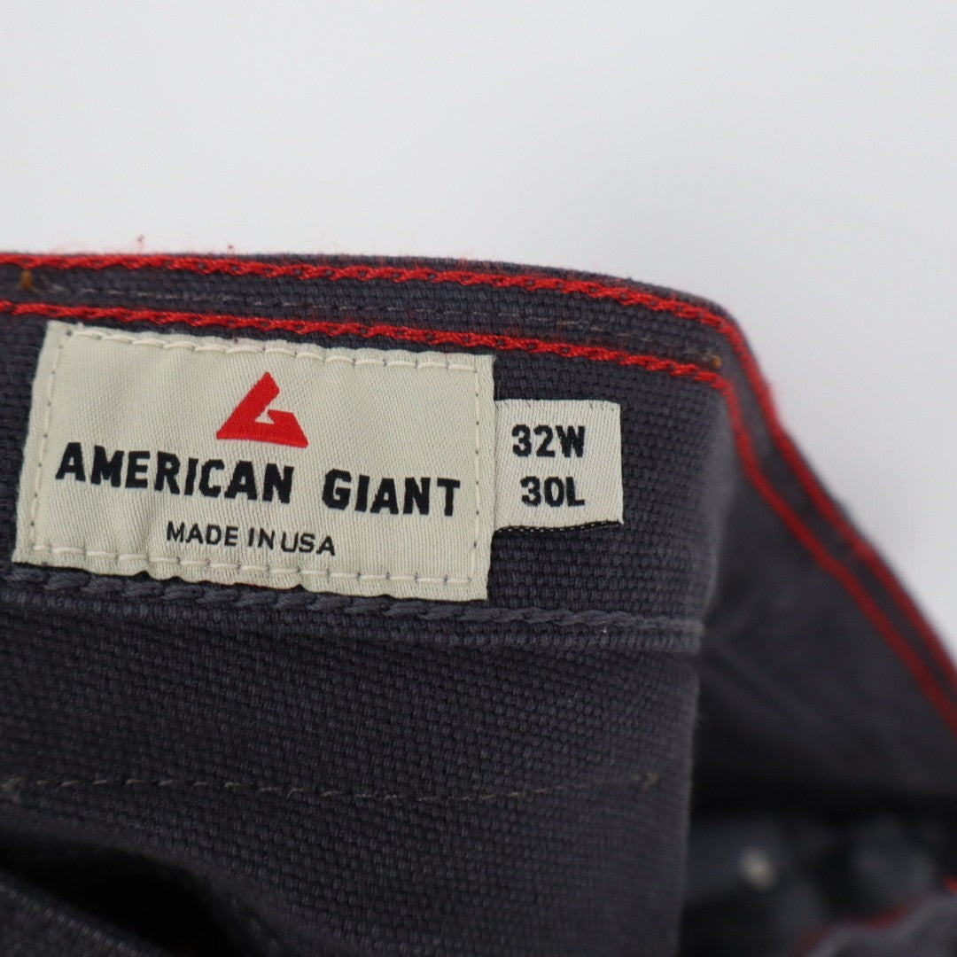 American Giant Roughneck Jeans Men 32x30 Charcoal Gray Stretch Mid Rise Straight