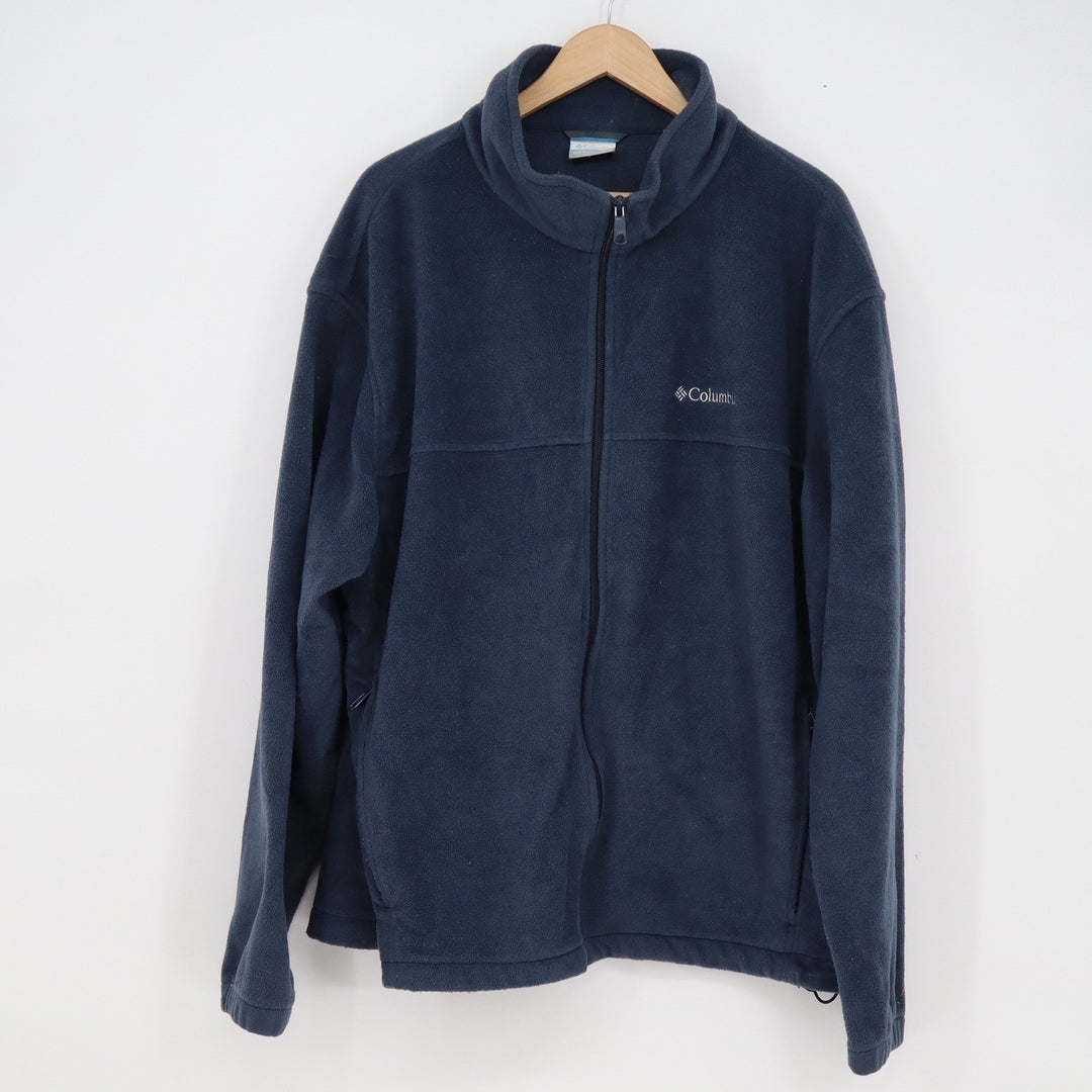 Columbia Mens XXL Navy Blue Full Zip Fleece Jacket Mock Neck