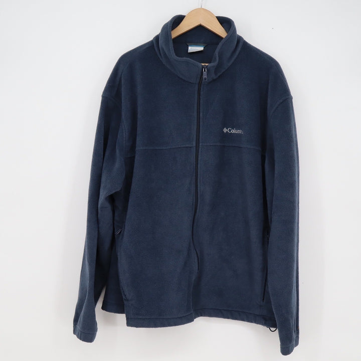 Columbia Mens XXL Navy Blue Full Zip Fleece Jacket Mock Neck