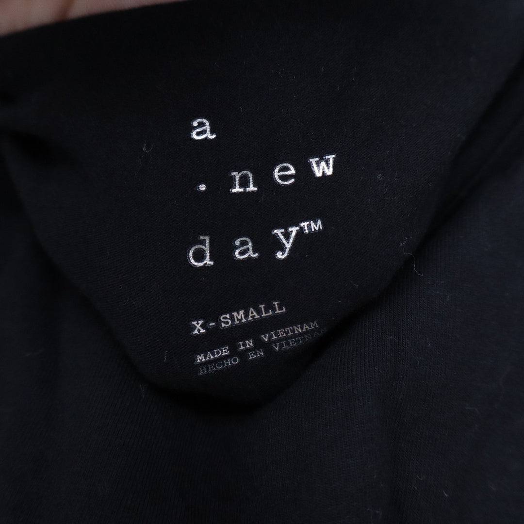 A New Day Black Sleeveless Drawstring Waist T-Shirt Dress XS VN1042782