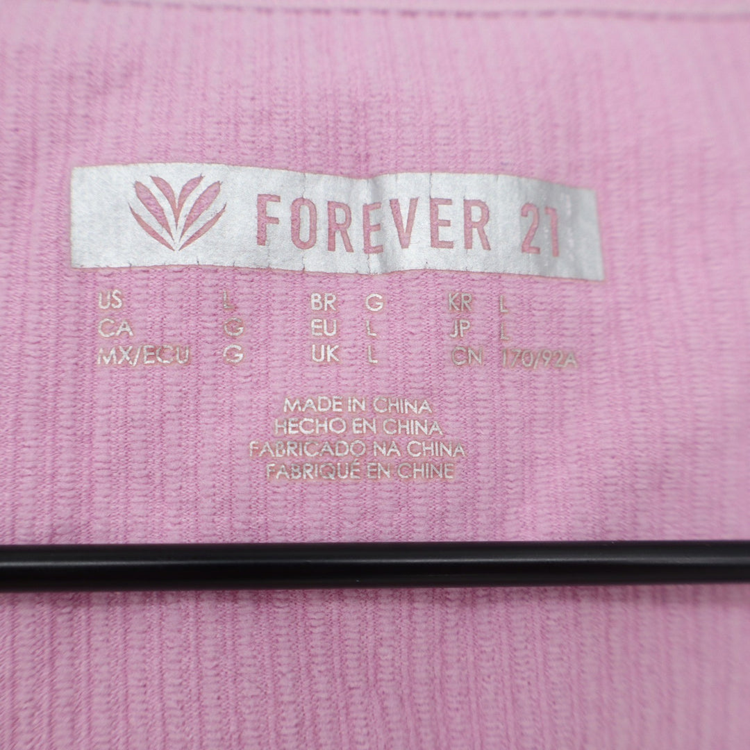 Forever 21 Pink Ribbed Seamless V-Neck Crop Tank Top Women Large