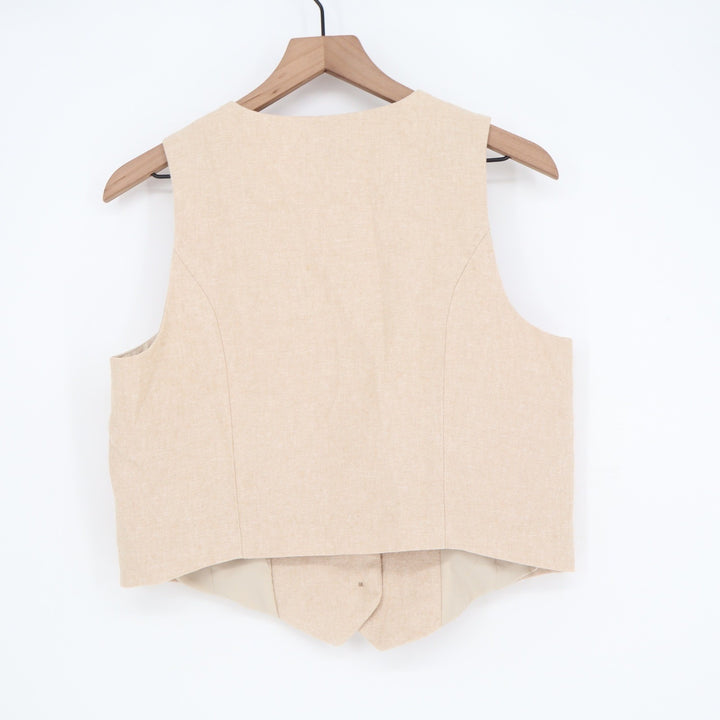 Old Navy Womens Beige Linen Blend Tailored V-Neck Button Front Vest Size M