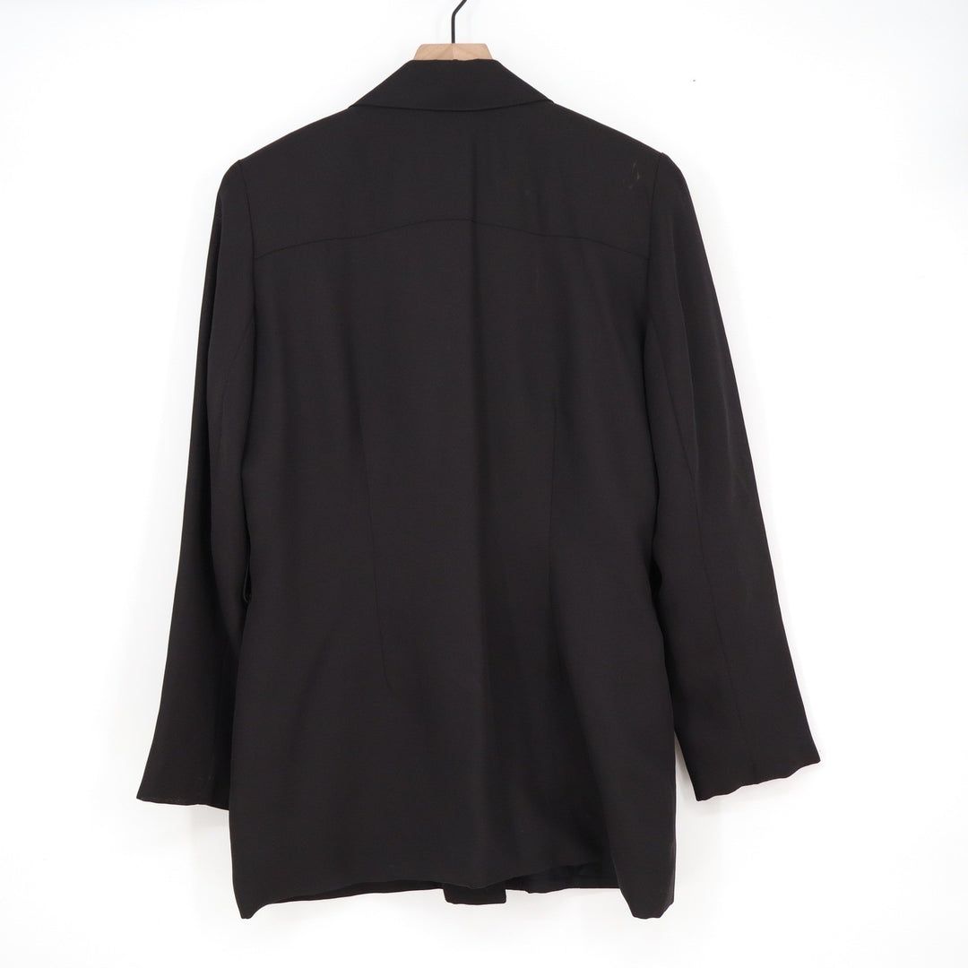 Vintage Black Three Button Blazer Jacket with Patch Pockets Solid Professional
