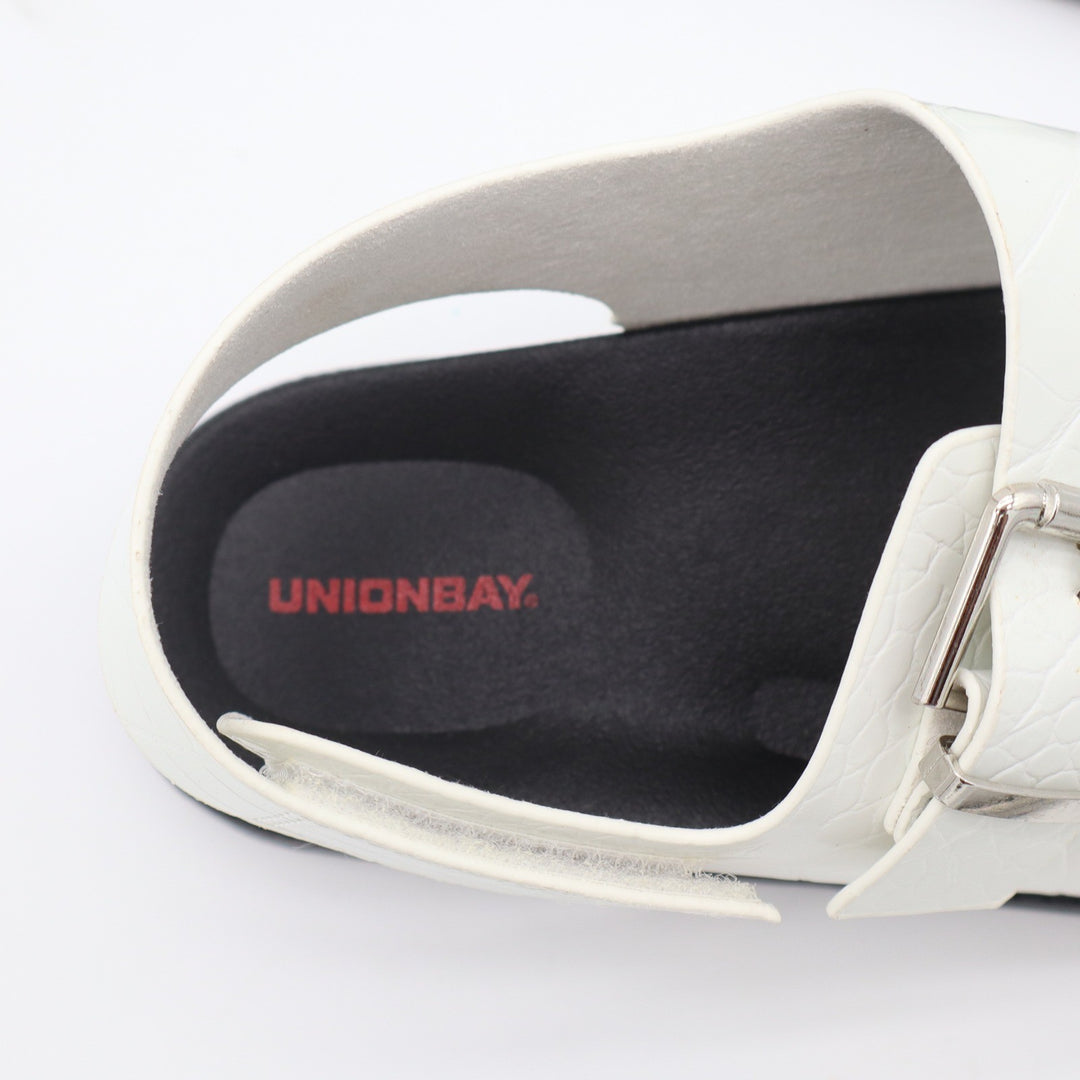 Unionbay Vega White Croc Embossed Double Buckle Slingback Sandals U4VEG20 9M