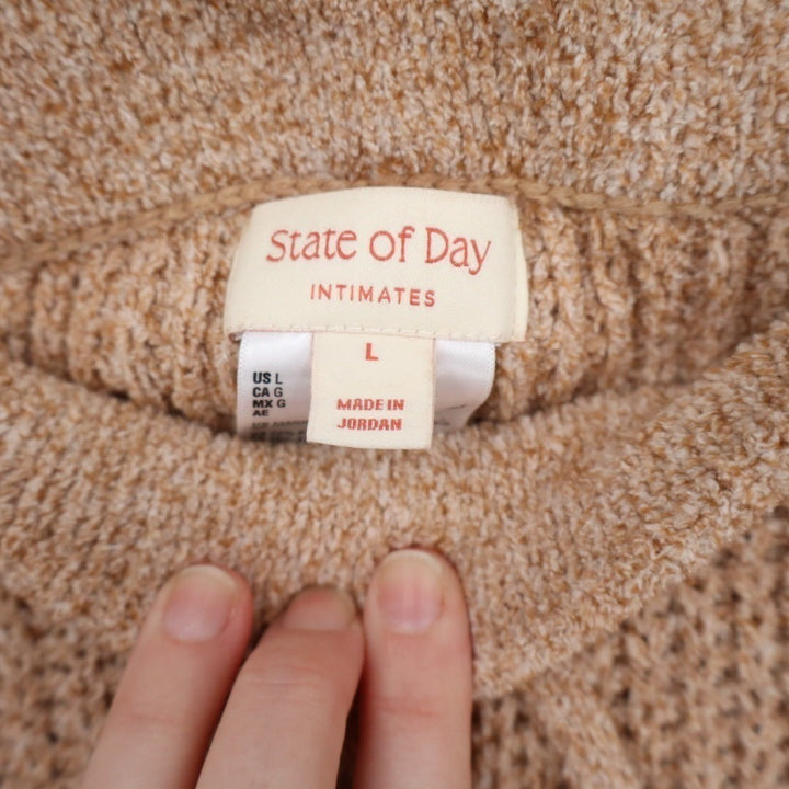 State of Day Intimates Pajama Pants Womens Large Brown Waffle Knit Sleepwear