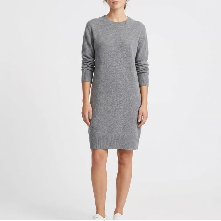 Lou & Grey Gray Wool Blend Crew Neck Long Sleeve Sweater Dress XL