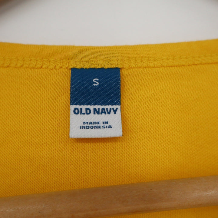 Old Navy Womens Small Yellow Crochet Lace Shoulder Short Sleeve Cotton Top