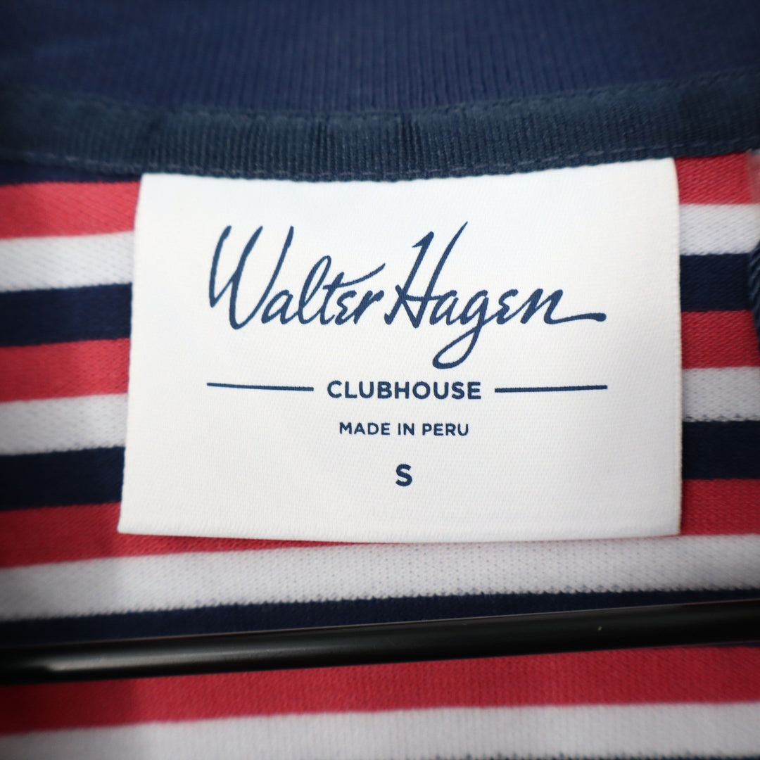 Walter Hagen Clubhouse Mens Small Stripe Pique Polo Pink Navy Blue NWT