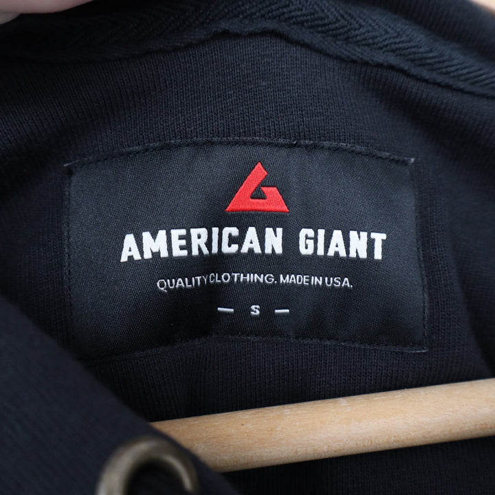 American Giant Classic Hoodie Mens Small Black Cotton Fleece Kangaroo Pocket
