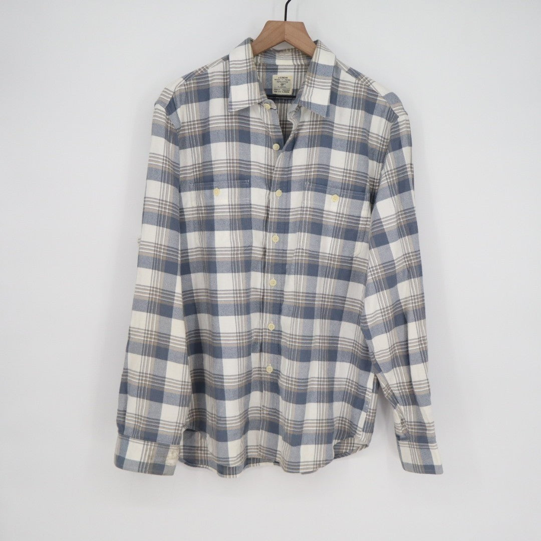 J. Crew Flannel Shirt Mens Large Multicolor Plaid Cotton Casual Wear Button Up