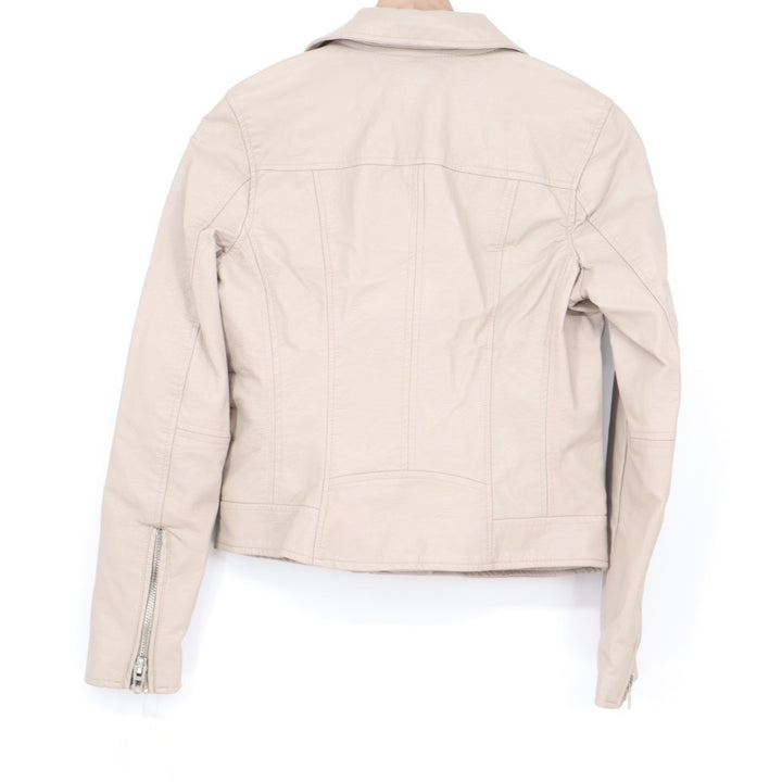 Blanknyc Life Changer Moto Jacket Women Small Beige Full Zip Pockets Notch Lapel