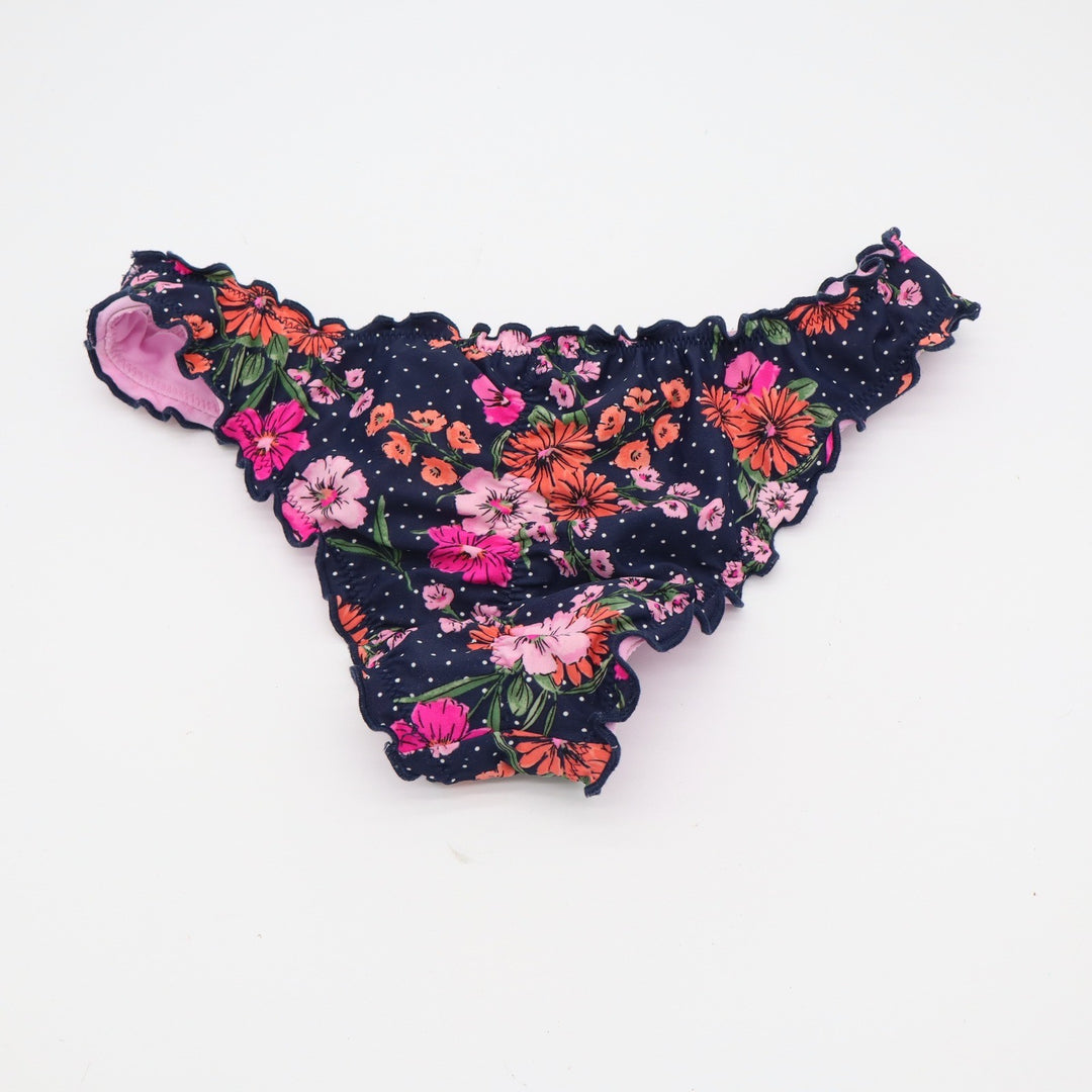 Shade & Shore Bikini Bottom Womens XS Floral Navy Blue Ruffle Excellent