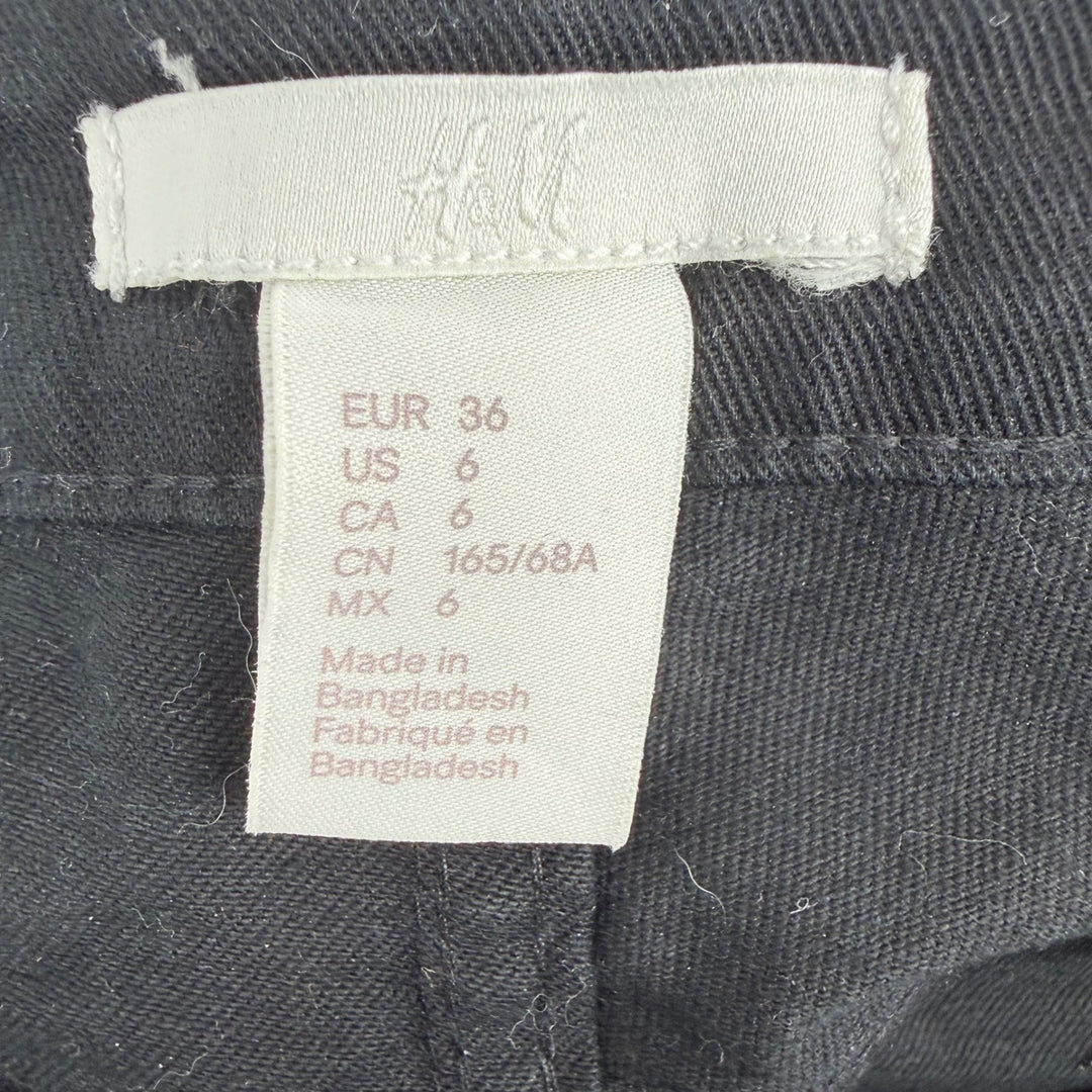 H&M Black Denim High Rise Cuffed Shorts Size 6