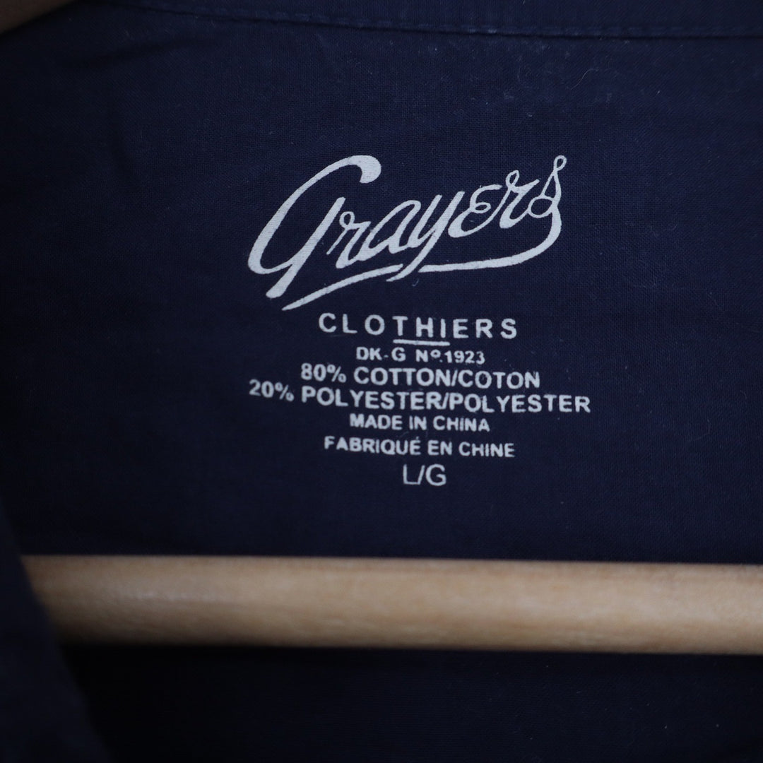 Grayers Clothiers Mens Large Navy Blue Heathered Cotton Blend Short Sleeve Polo