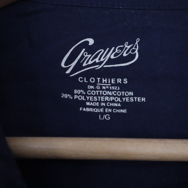 Grayers Clothiers Mens Large Navy Blue Heathered Cotton Blend Short Sleeve Polo