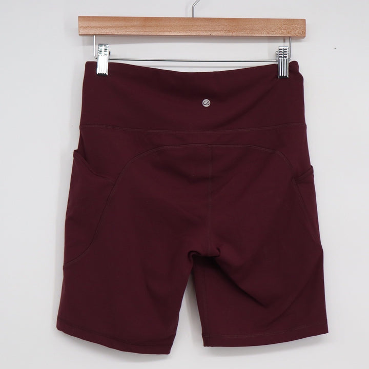 CRZ YOGA Shorts Womens 8 Naked Feeling Burgundy Side Pockets Athletic Excellent