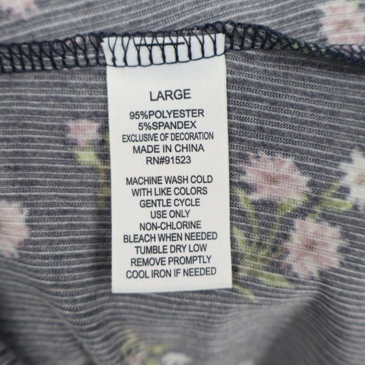 Roudelain Camisole Top Womens Large Navy Floral Stretch Ribbed Spaghetti Strap