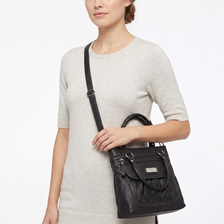 Relic Handbag Women's OS Crossbody Satchel Black Faux Leather Multi-Pocket