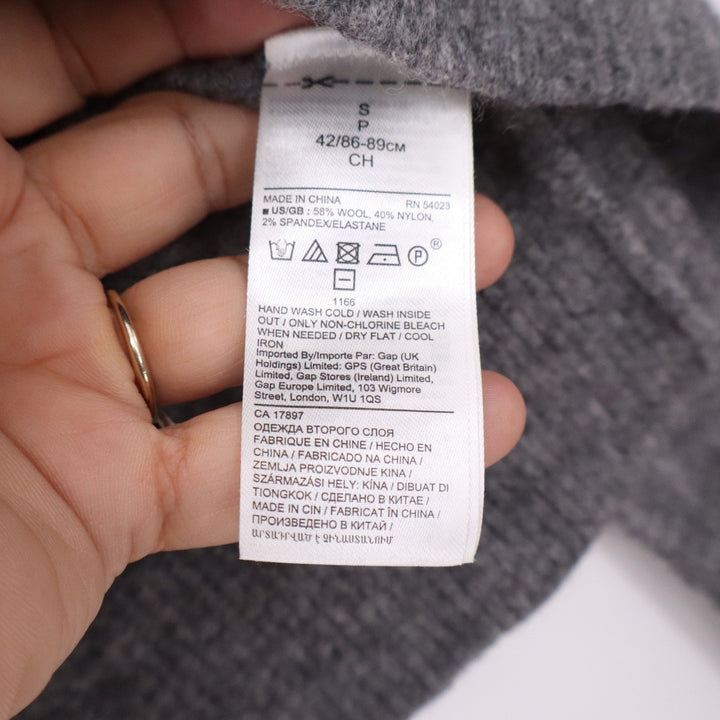 Banana Republic Womens Gray Wool Blend Knit Hoodie Velvet Drawstring Small
