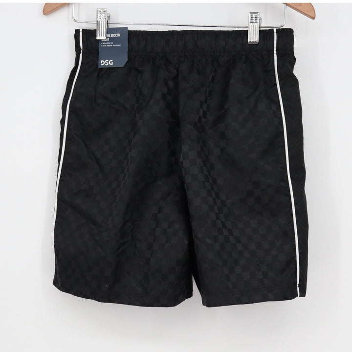 DSG Boys XL Woven Soccer Shorts Pure Black Checkerboard