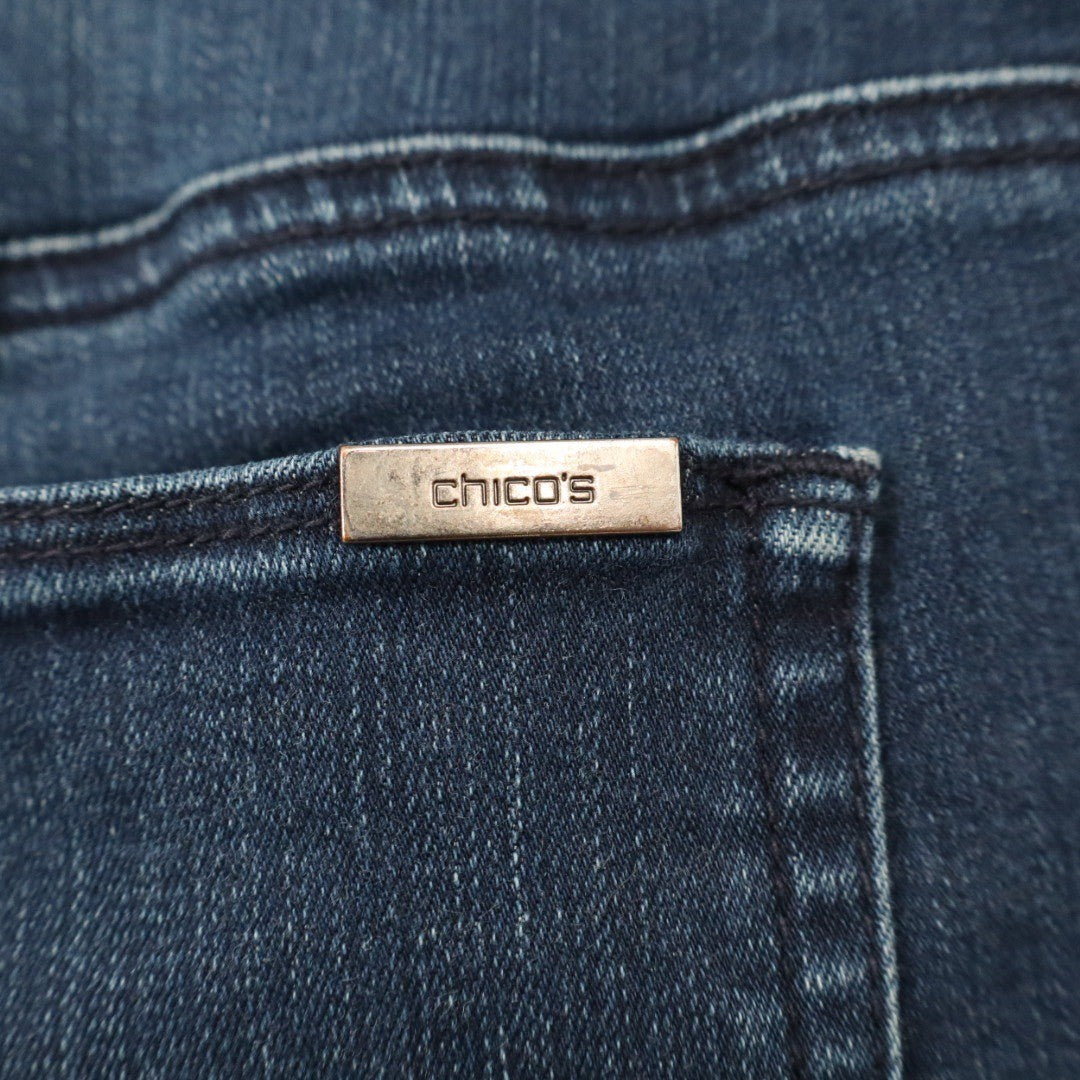 Chicos So Slimming Regular Rise Straight Leg Dark Wash Denim Jeans Size 4