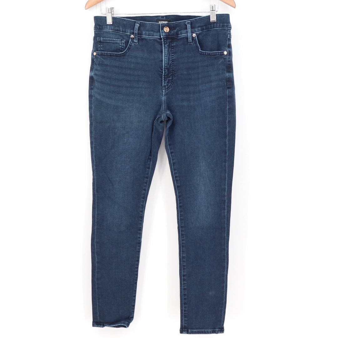 Express Womens Skinny Mid Rise Dark Wash Blue Denim Jeans Size 12R