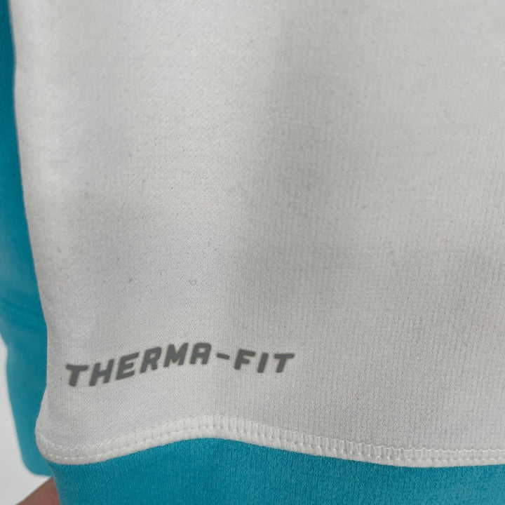 Nike Therma Fit Hoodie Turquoise White Neon Yellow Swoosh Pullover Size M