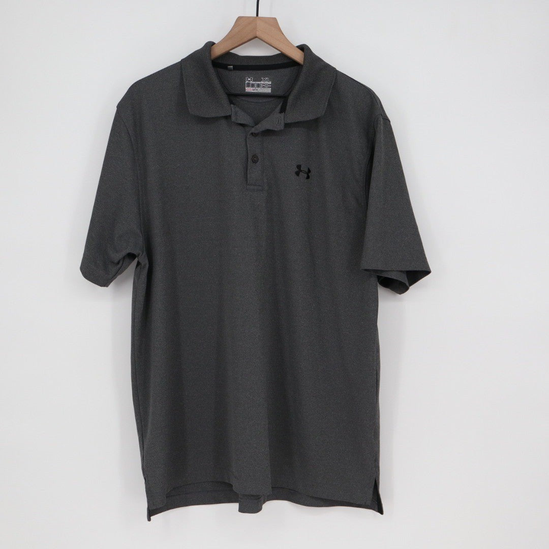 Under Armour Heatgear Polo Shirt Dark Gray Loose Fit XL Short Sleeve Golf