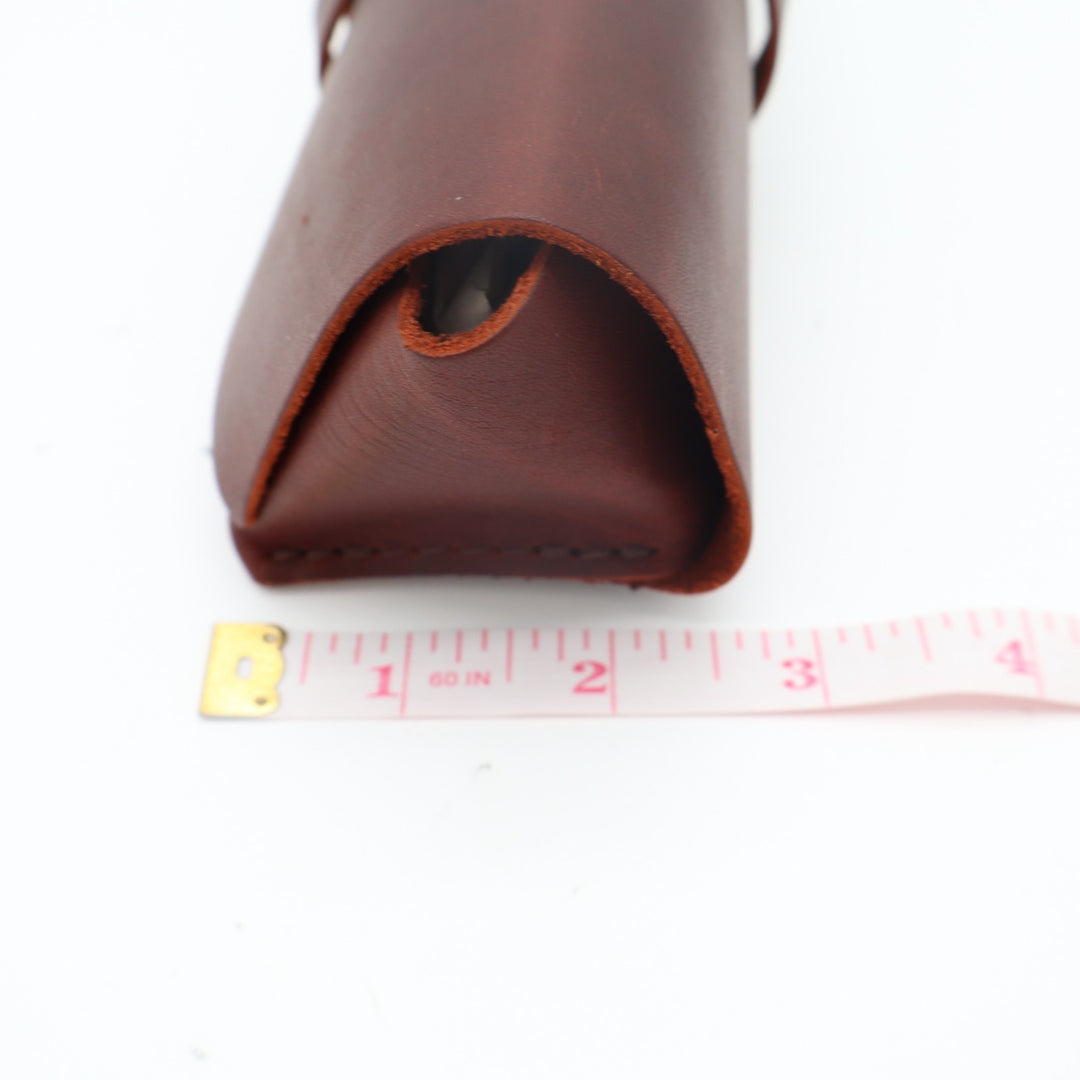 Unisex Adults Pencil Case Dark Brown Genuine Leather Classic Wrap Strap