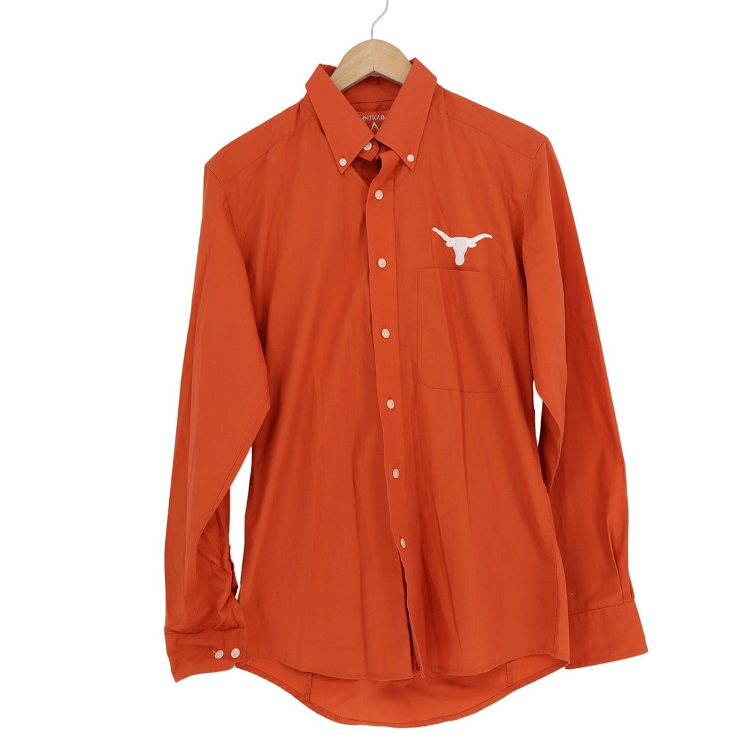 Antigua Texas Longhorns Mens Small Burnt Orange Button Down Shirt Long Sleeve
