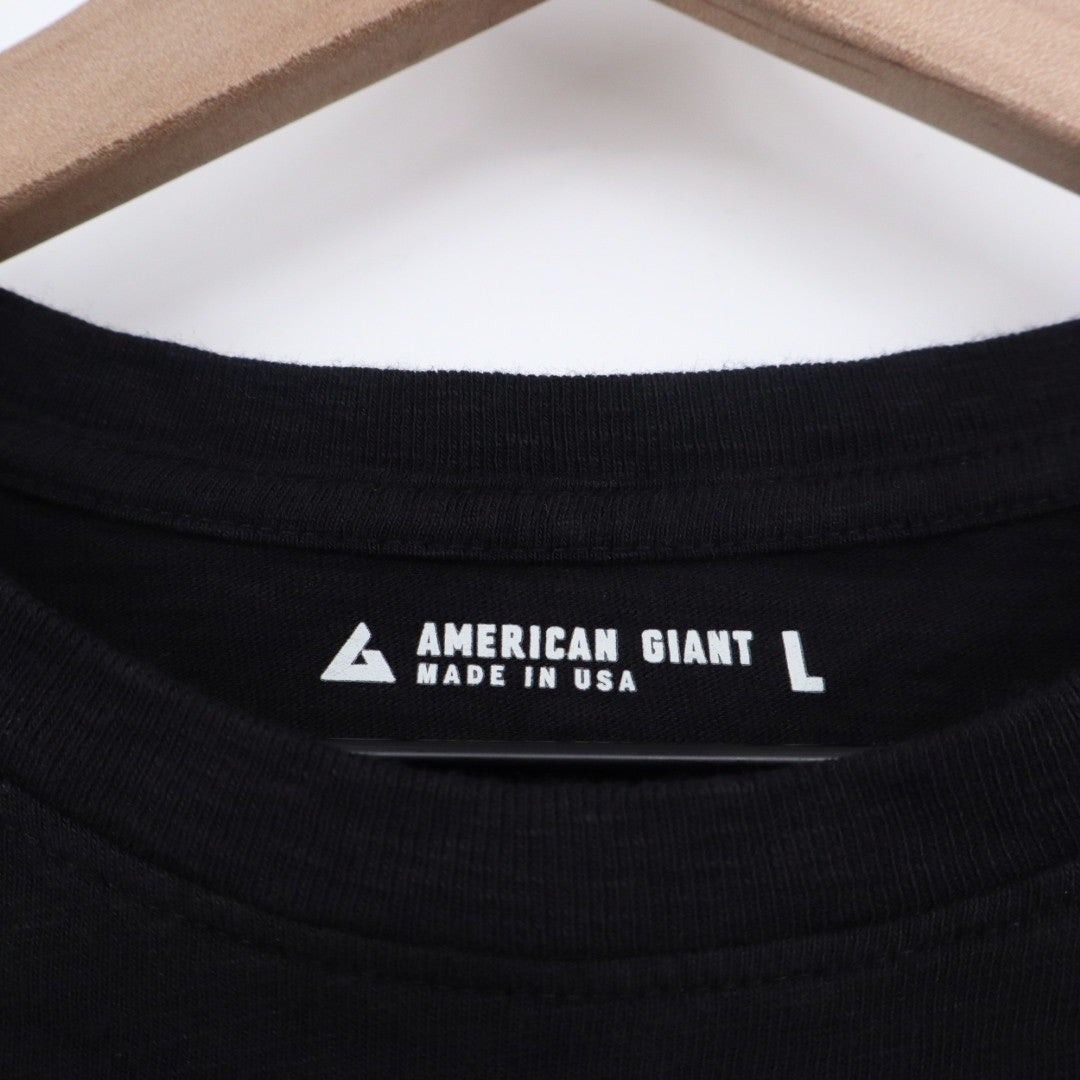 American Giant Classic Black Cotton T Shirt Crew Neck Made in USA Size L