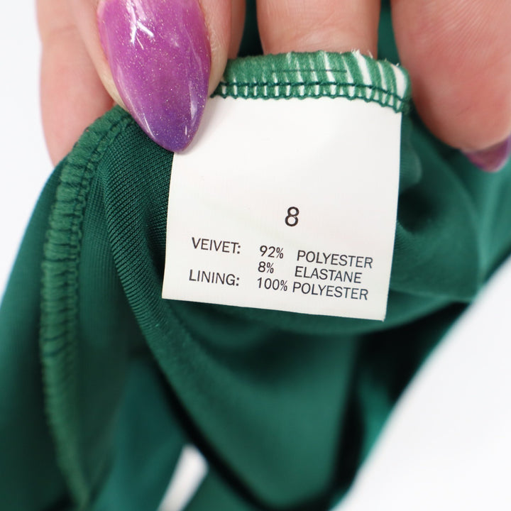 TFNC London Mini Dress Womens 8 Emerald Green Velvet Stretch Cowl Neck Back Zip