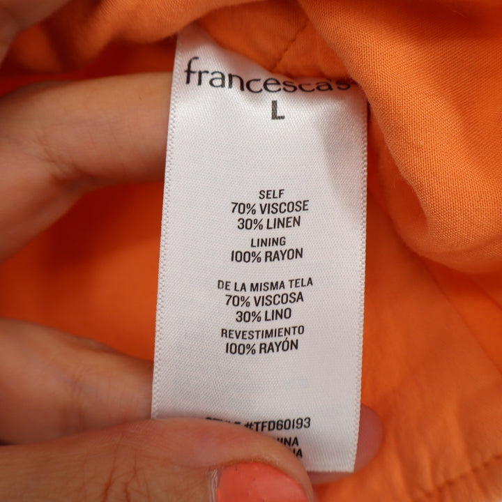 Mi Ami for Francesca's Orange Linen Blend Twist Front Crop Top Large TFD60193