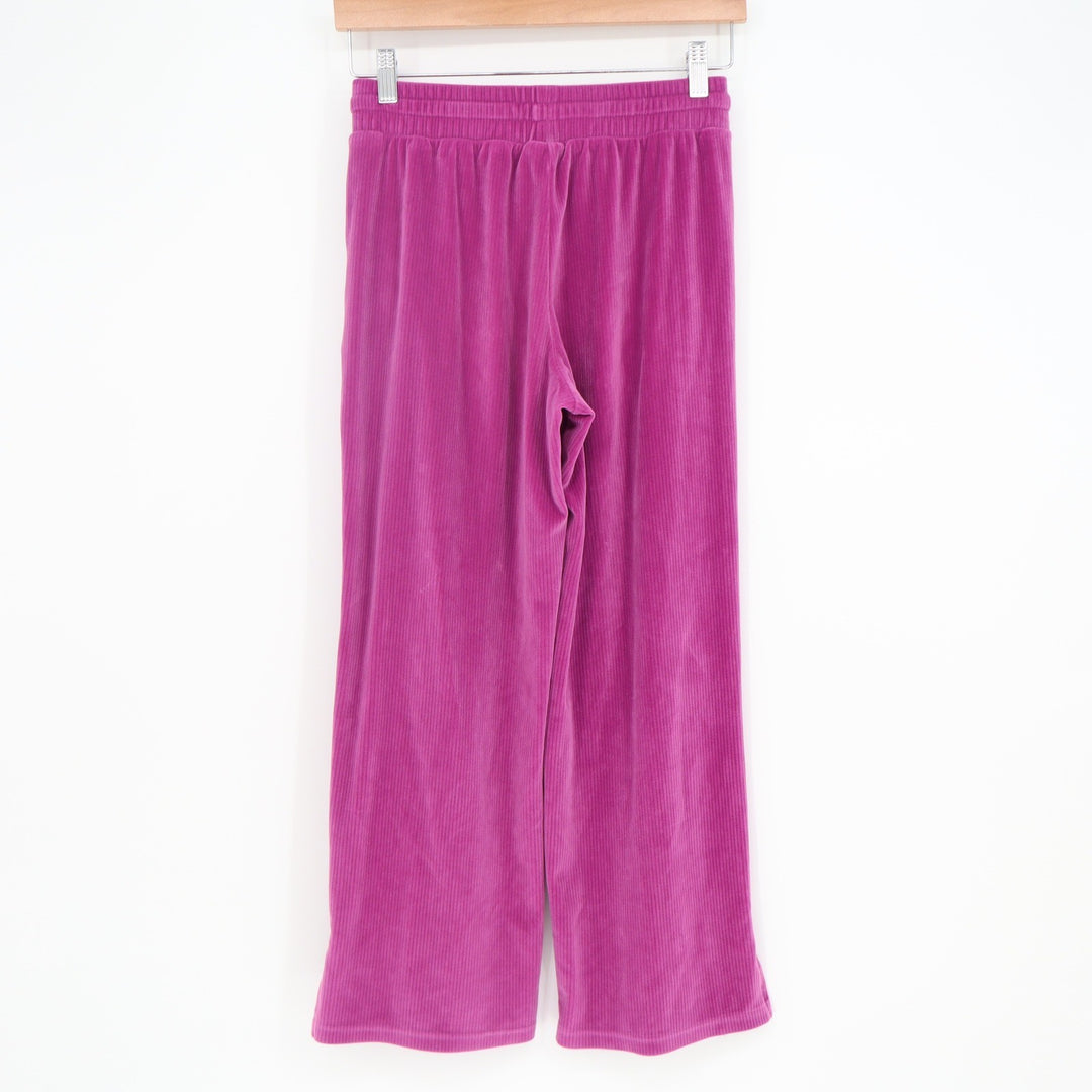 90 Degree by Reflex Sleepover Pant Girls L 12 Rib Velour Purple Wide Leg Exc