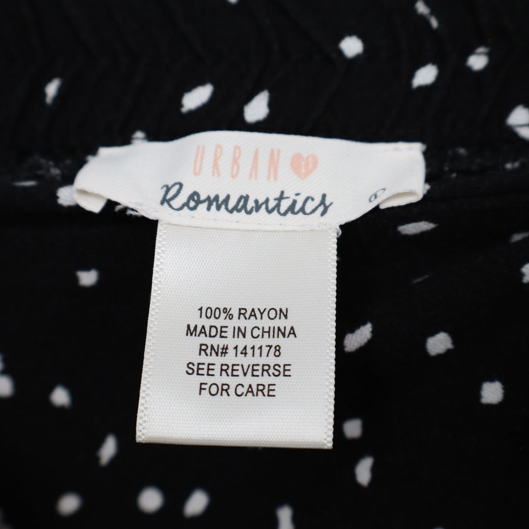 Urban Romantics Wrap Skirt Womens L Black Polka Dot Asymmetrical Hem Tie Waist