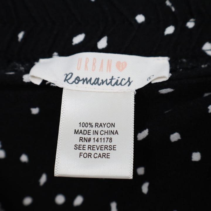 Urban Romantics Wrap Skirt Womens L Black Polka Dot Asymmetrical Hem Tie Waist