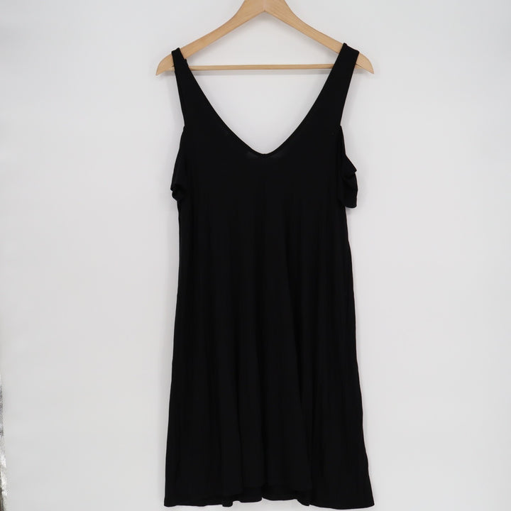 American Eagle Outfitters Shift Dress Womens Medium Black V Neck Cold Shoulder