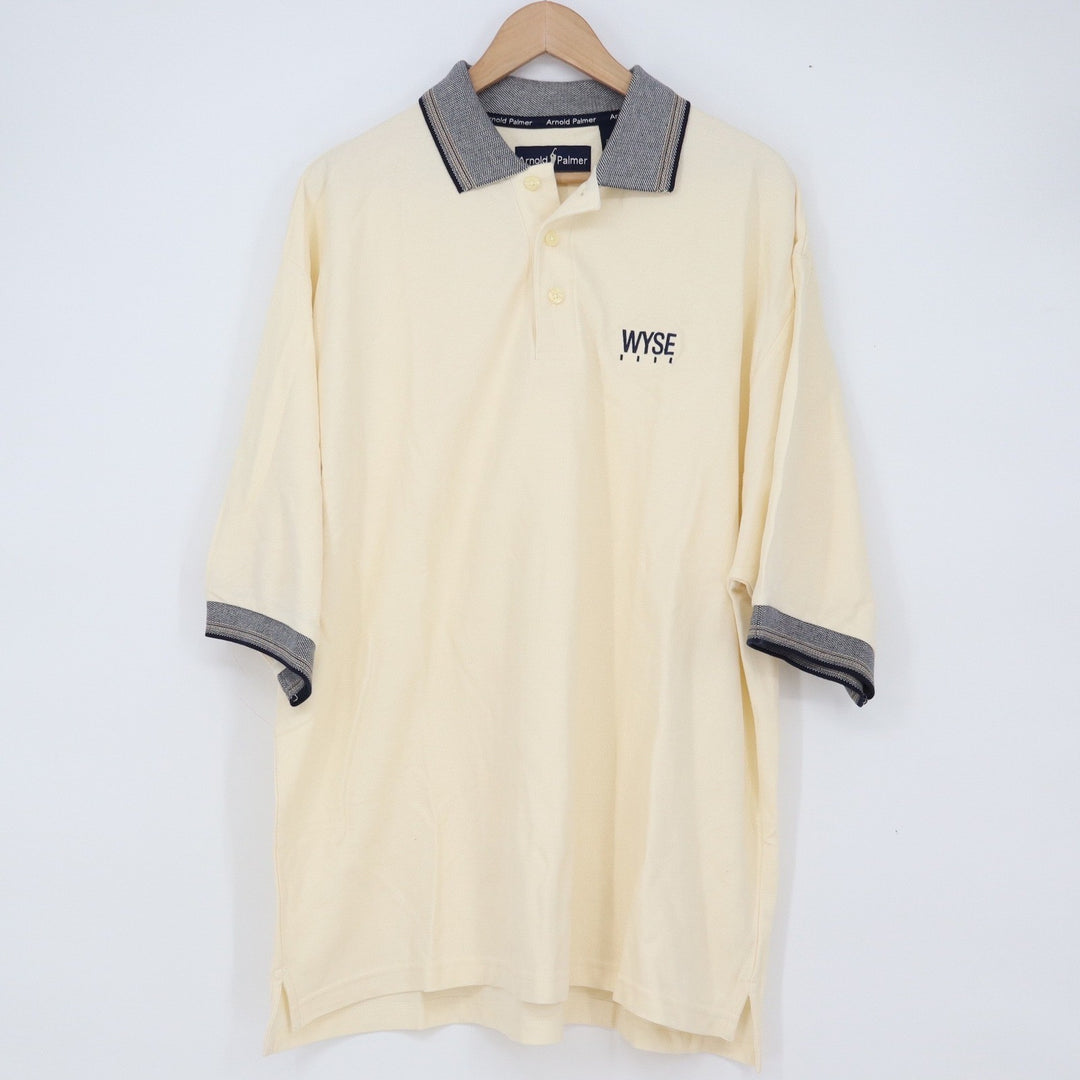 Arnold Palmer Polo Shirt Mens XXL Short Sleeve Cream Wyse Logo Cotton Excellent